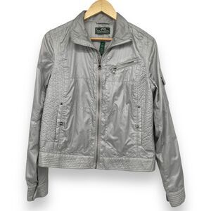 Lauren Ralph Lauren Metallic Nylon Activewear Silver Jacket WOMEN Size M